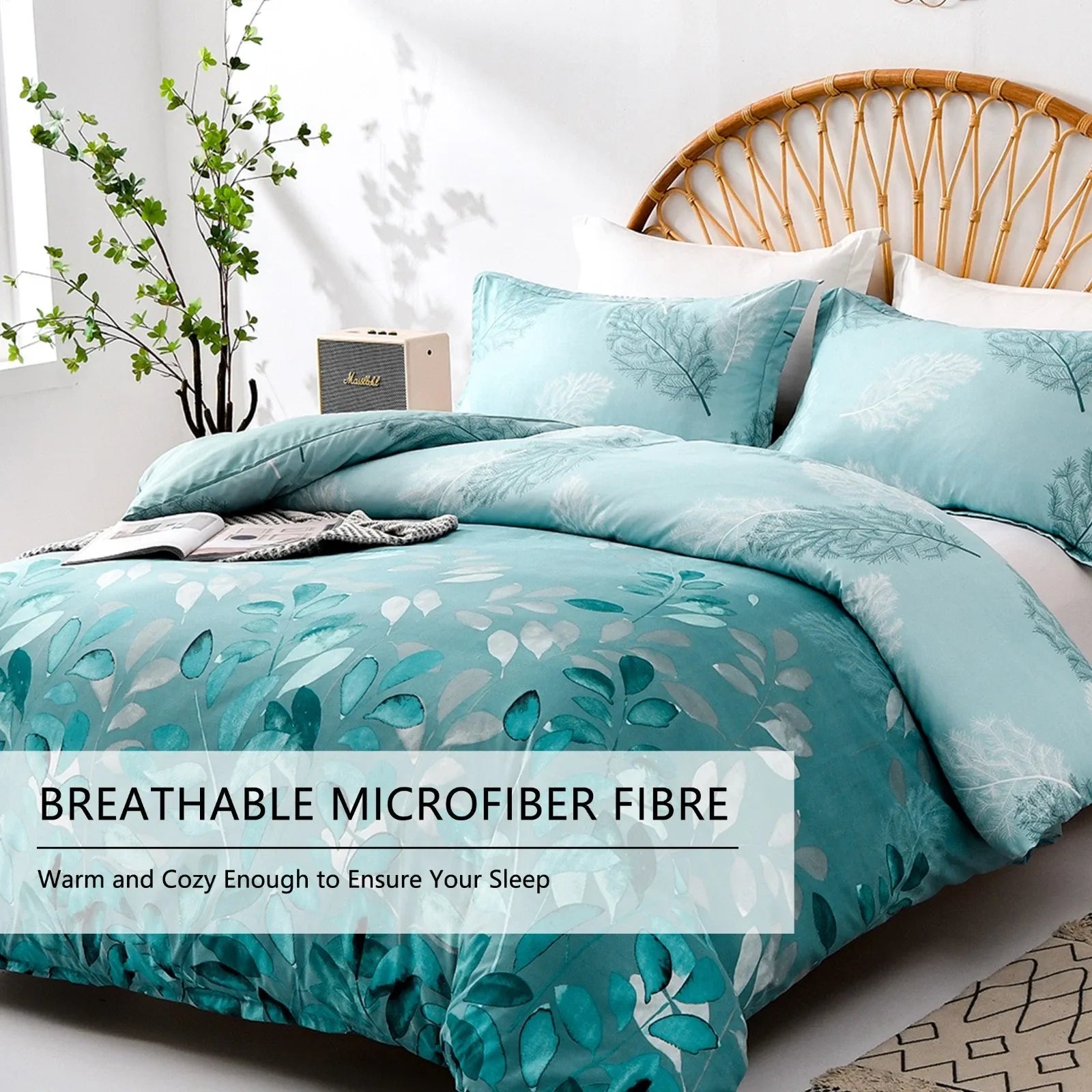 Green Leaf Cannes Quilt / Doona / Duvet Cover set
