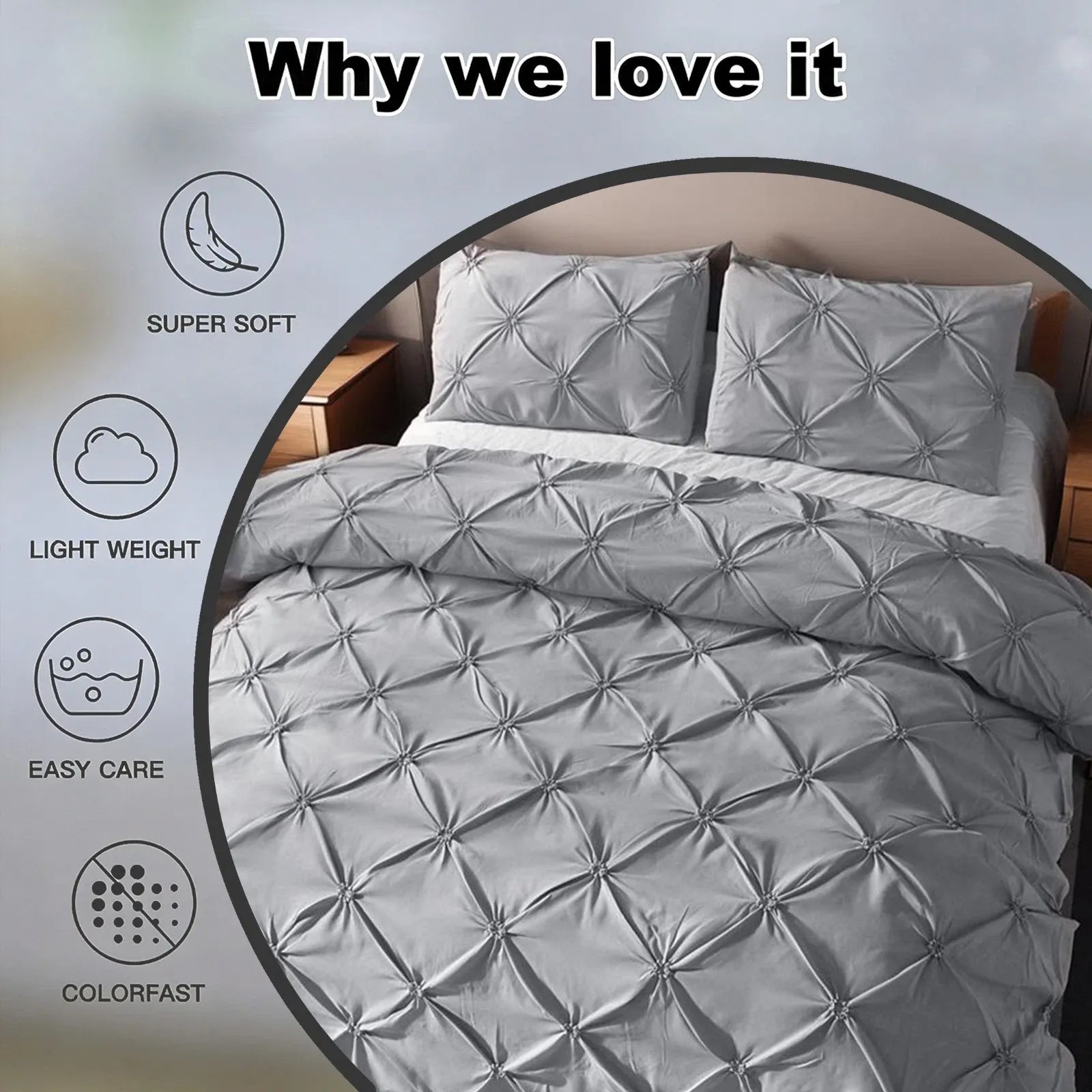Grey Lorette Marigold Quilt / Doona / Duvet Cover set