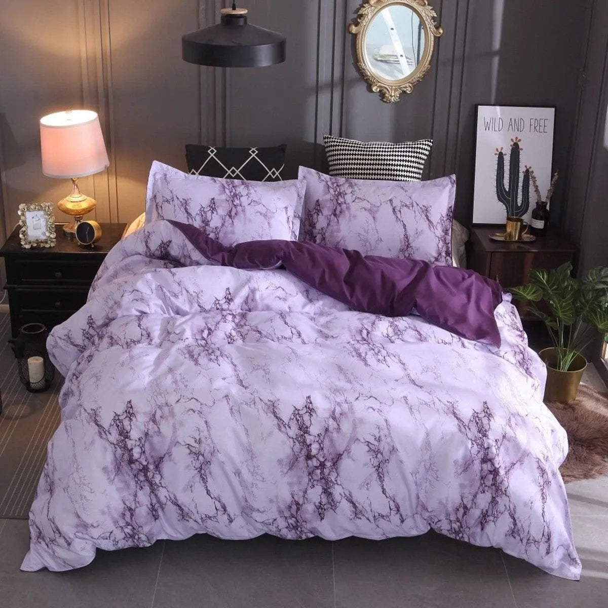Purple Marbled Catalina Serenity Quilt / Doona / Duvet Cover set