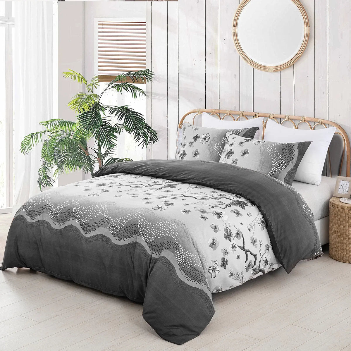 Grey Stripe Aveline Elegance Quilt / Doona / Duvet Cover set