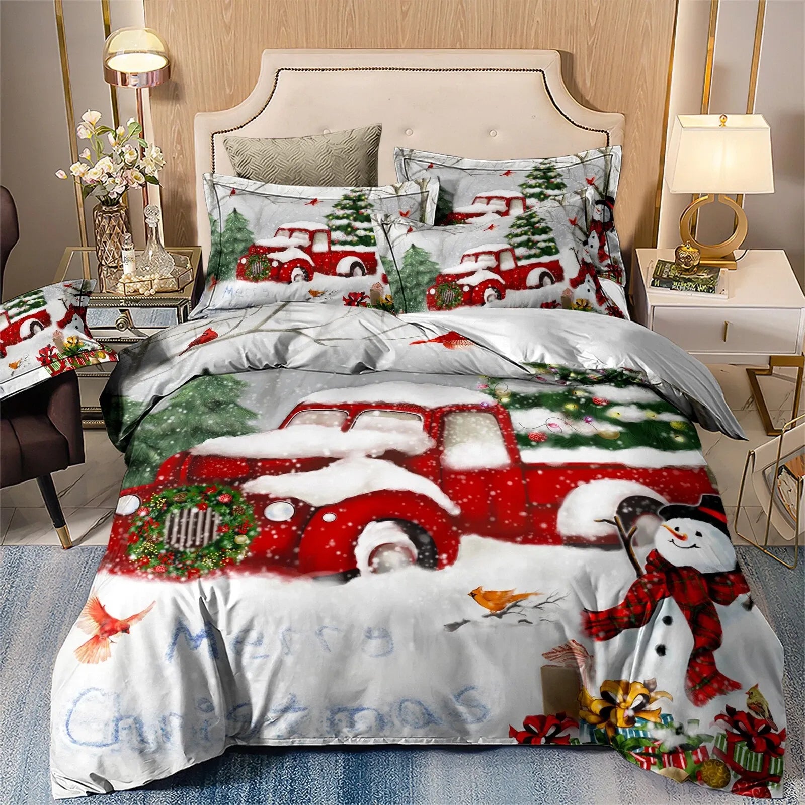 Christmas Calais Botanical Quilt / Doona / Duvet Cover set