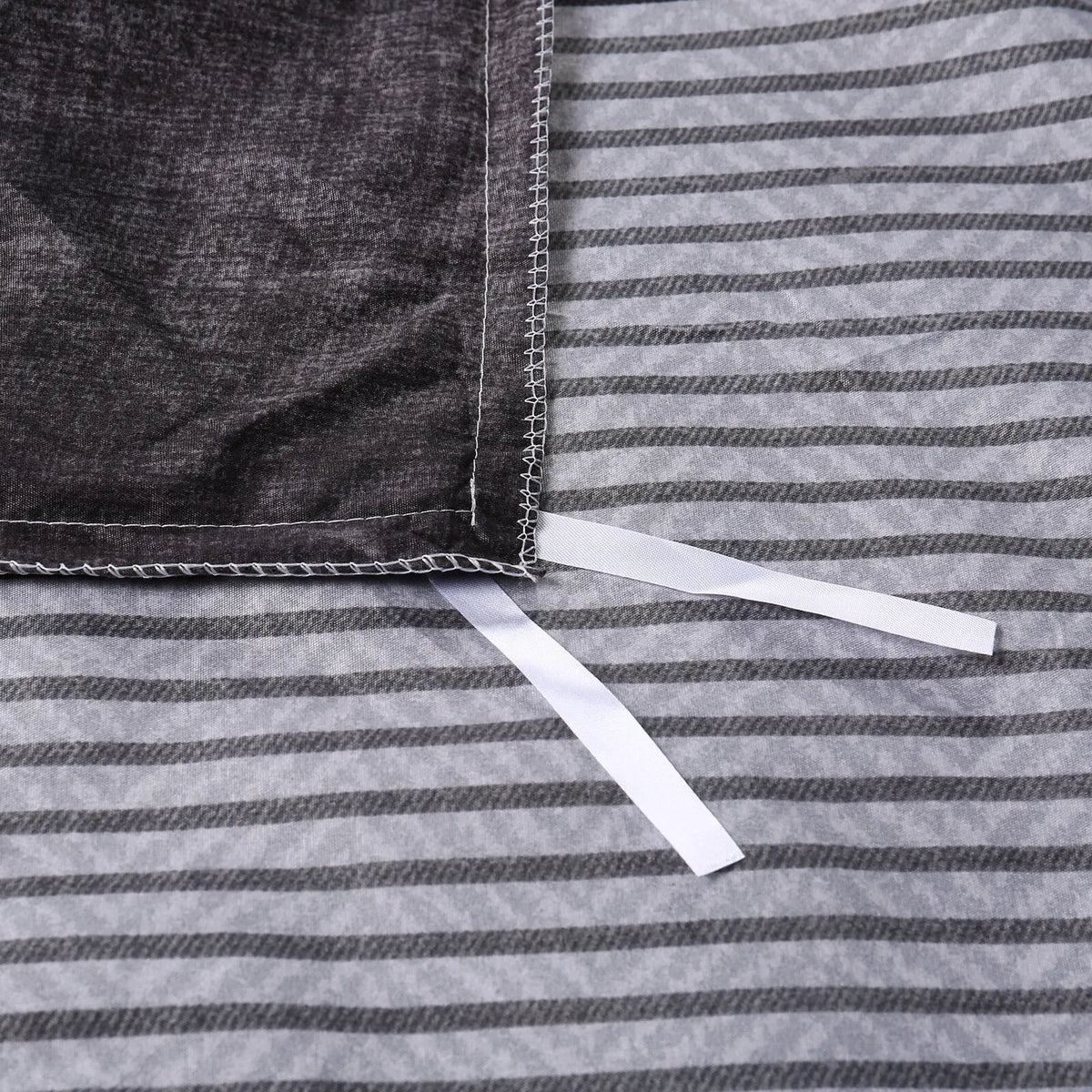 Gray Striped Cannes Gallery Quilt / Doona / Duvet Cover set