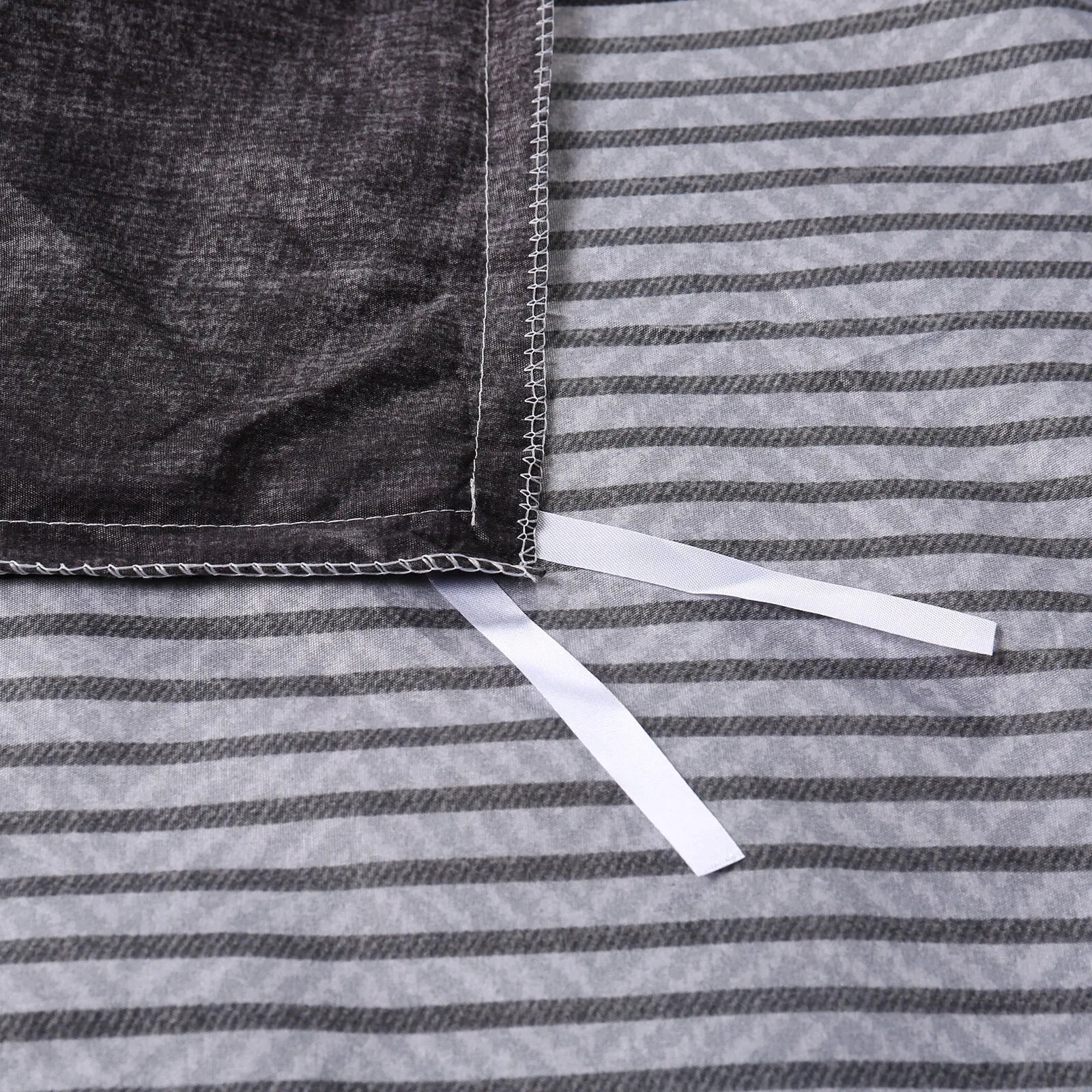 Gray Striped Cannes Gallery Quilt / Doona / Duvet Cover set