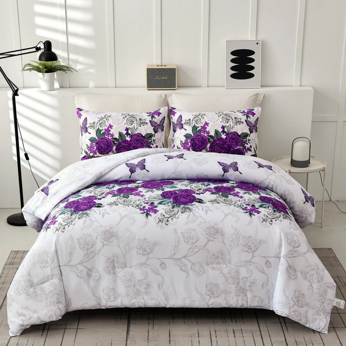 Luxe Loft Purple rose Quilted Comforter &amp; Shams – Trending 3‑Piece Set