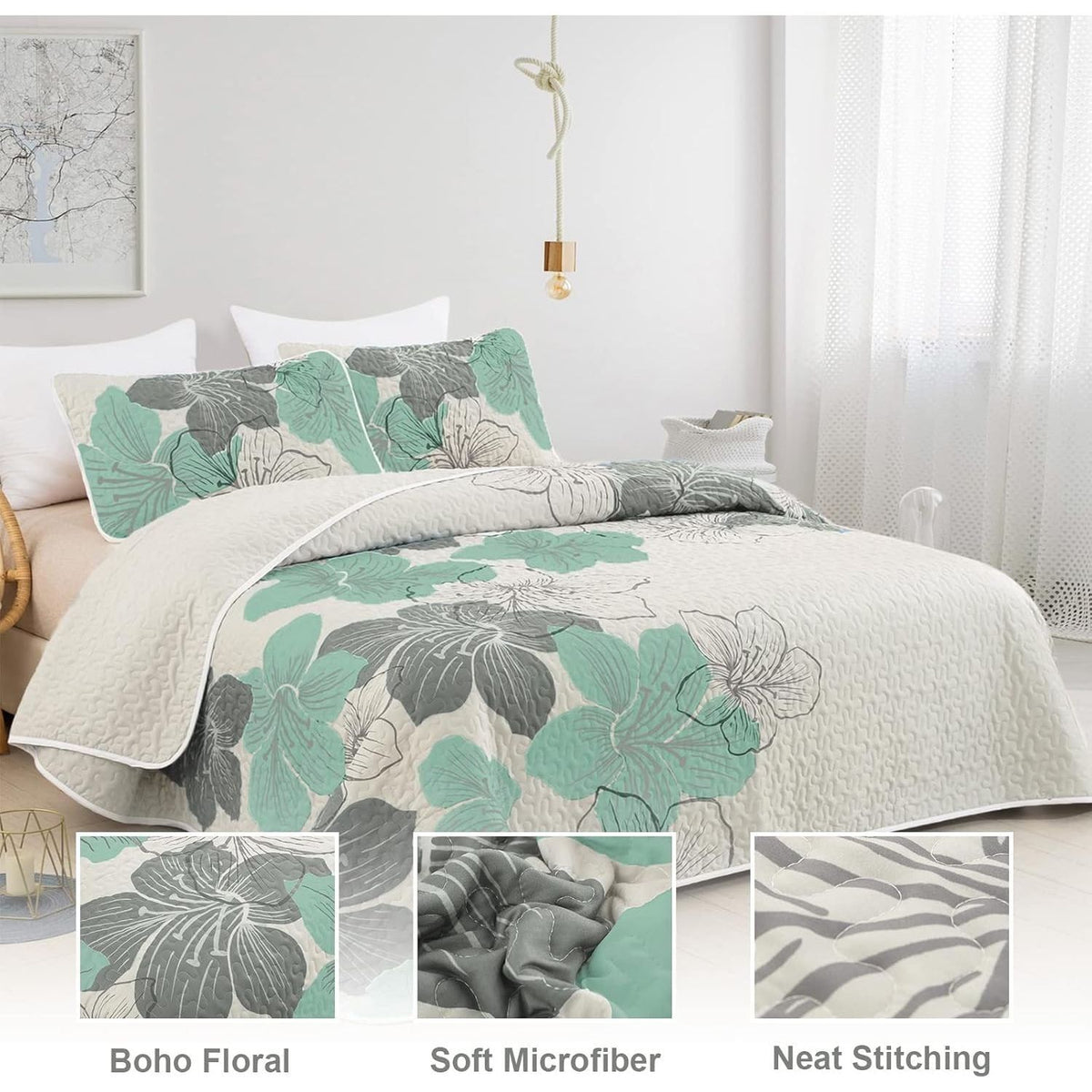 Radiant Quilted Coverlet and Pillowcases Set: Envelop Your Bed in Elegance