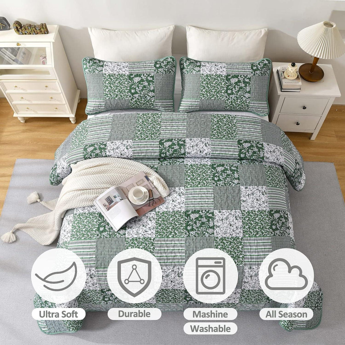 Delightful Quilted bedspread and pillowcovers set: Indulge in Comfort