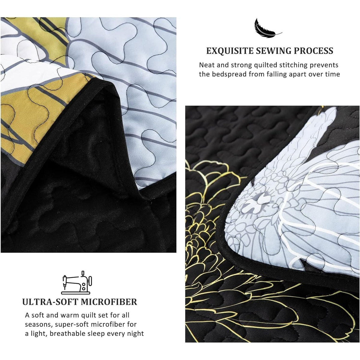 Refined Quilted Bedspread and Pillowcases Set: Perfect Harmony of Comfort and Style