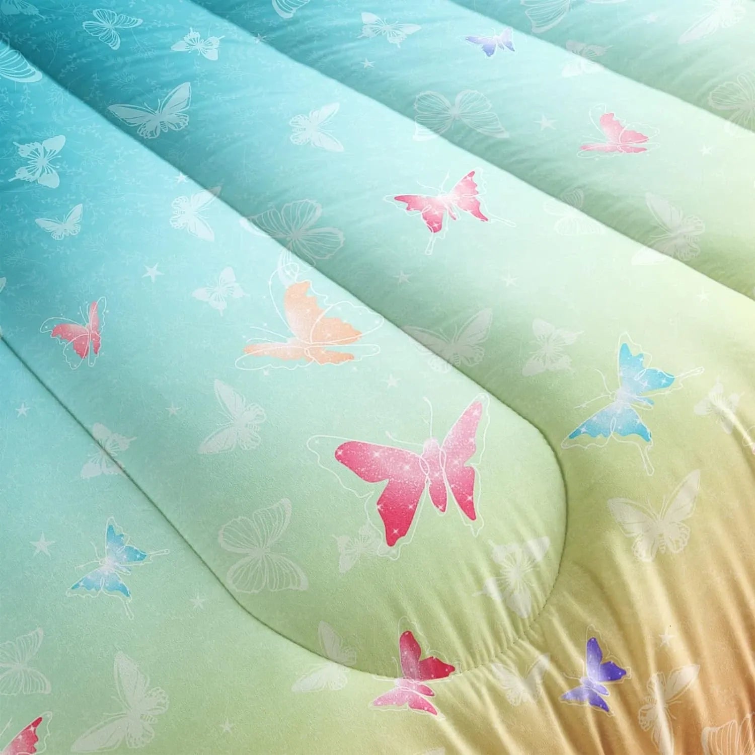 Aqua Sunset Butterfly Dream Comforter Quilted Doona Set