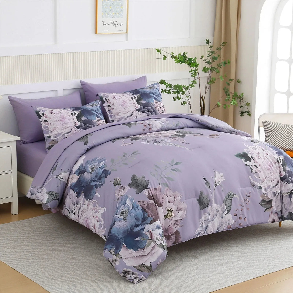 Lavender Mist Rosehaven Comforter Quilted Doona Set