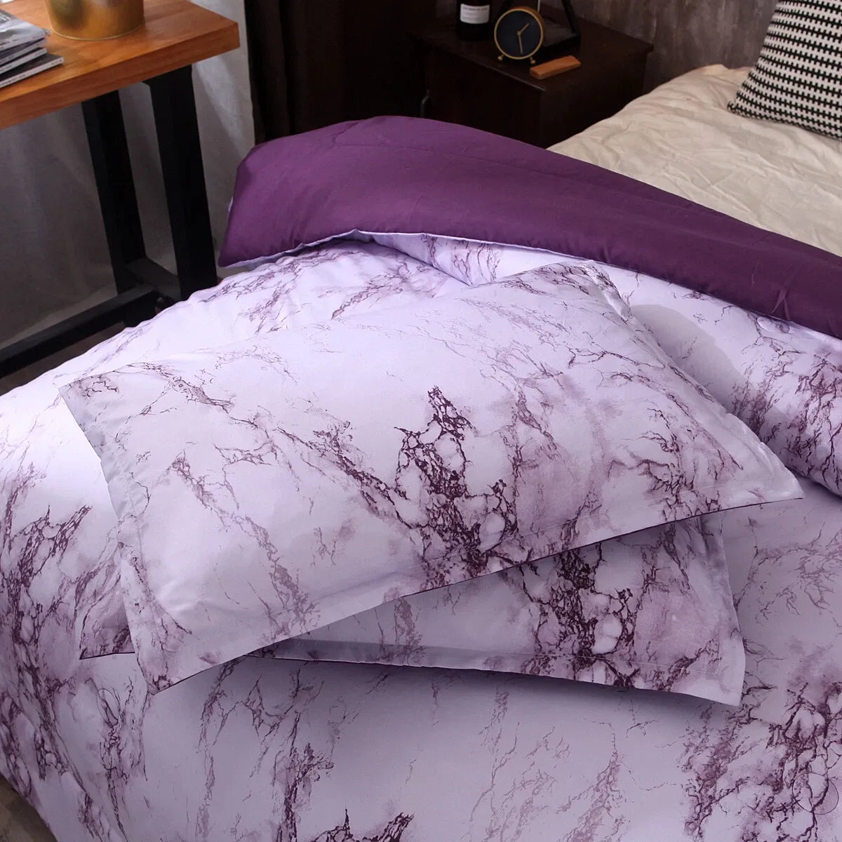 Purple Marble Whisper Comforter Quilted Doona Set