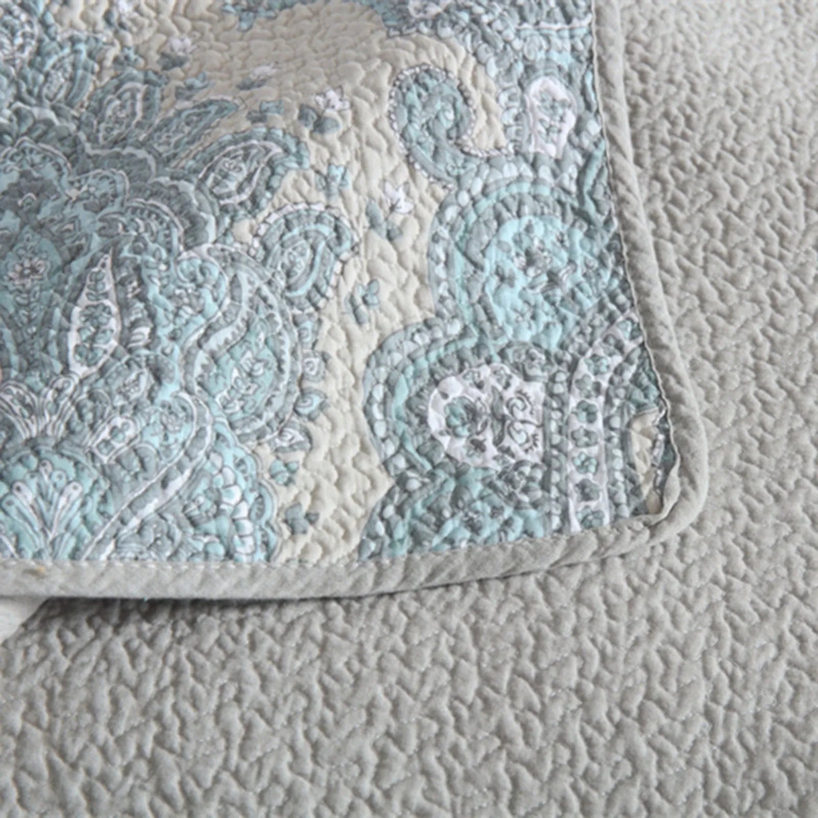 100% Cotton Blue Silver Damask Bloom Coverlet Bedspread Set