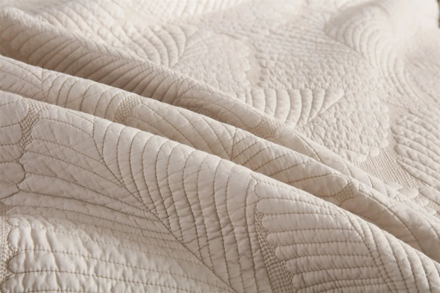 100% Cotton Embossed Ivory Haven Coverlet Bedspread Set
