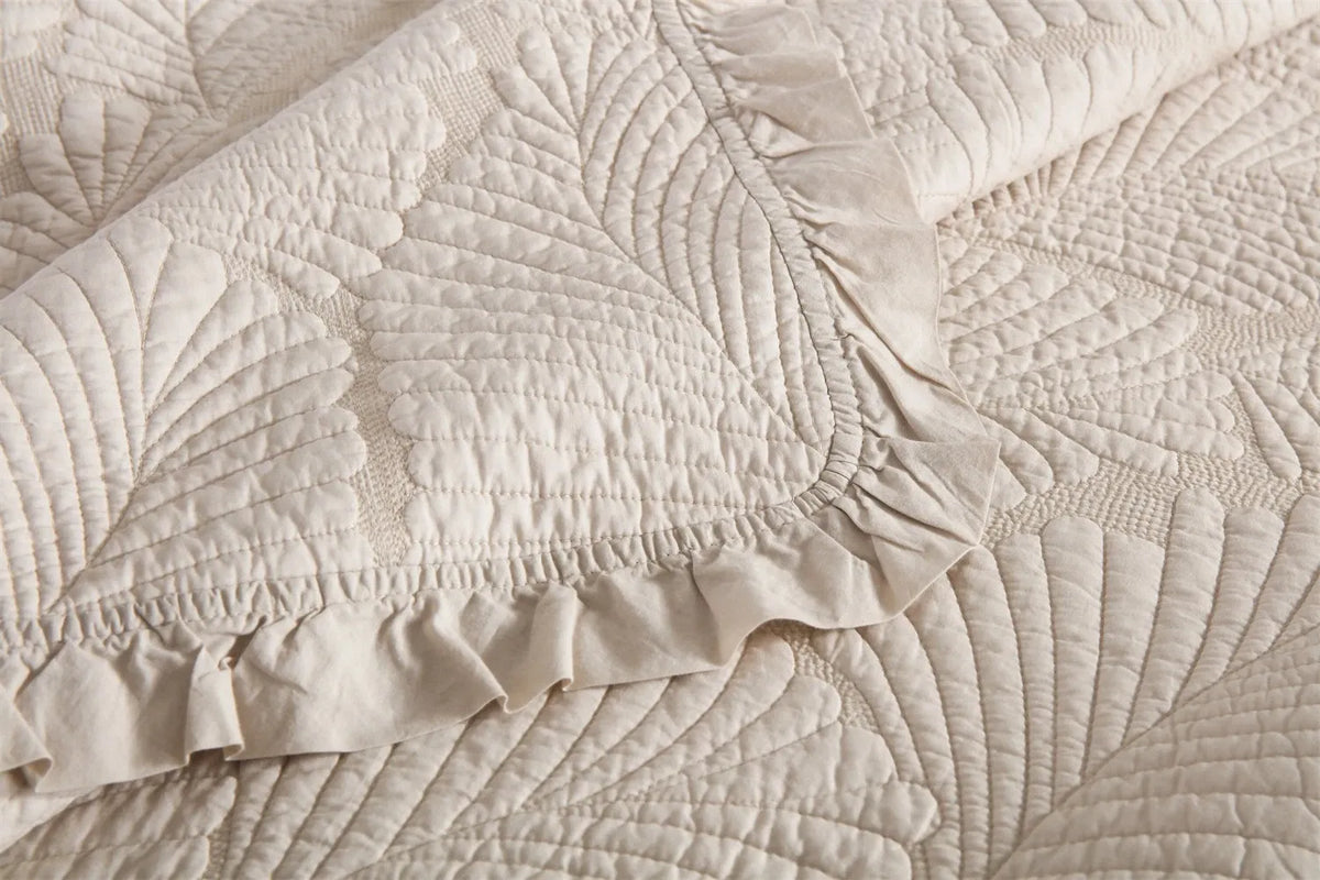 100% Cotton Embossed Ivory Haven Coverlet Bedspread Set