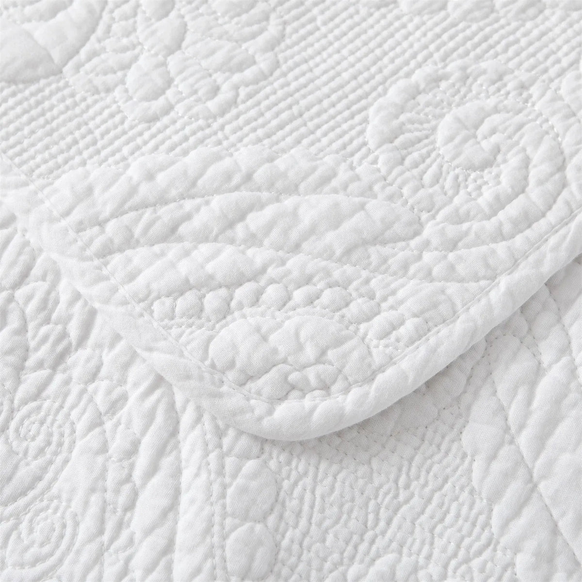 100% Cotton Embossed White Opal Coverlet Bedspread Set