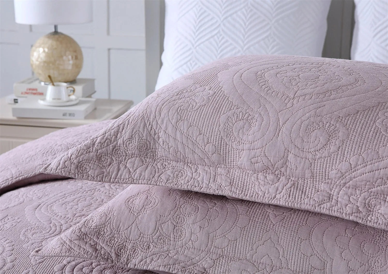 100% Cotton Embossed Lavender Bloom Haven Coverlet Bedspread Set