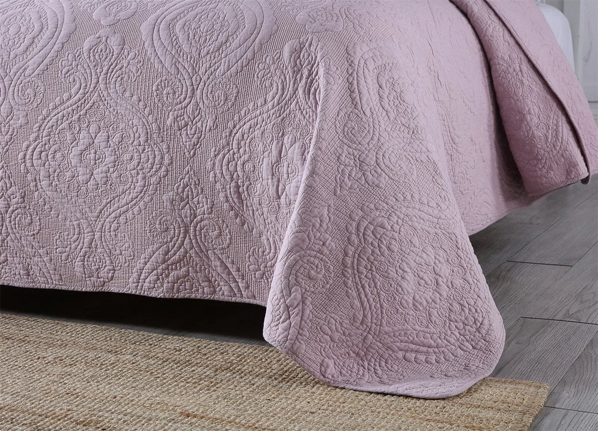 100% Cotton Embossed Lavender Bloom Haven Coverlet Bedspread Set