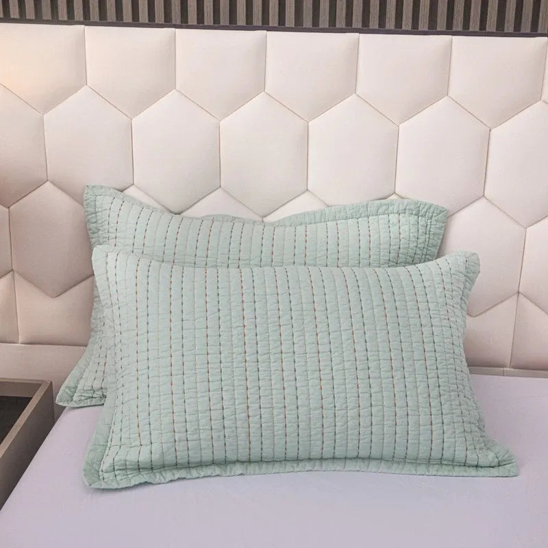 100% Cotton Embossed Mint Stripe Elysian Coverlet Bedspread Set