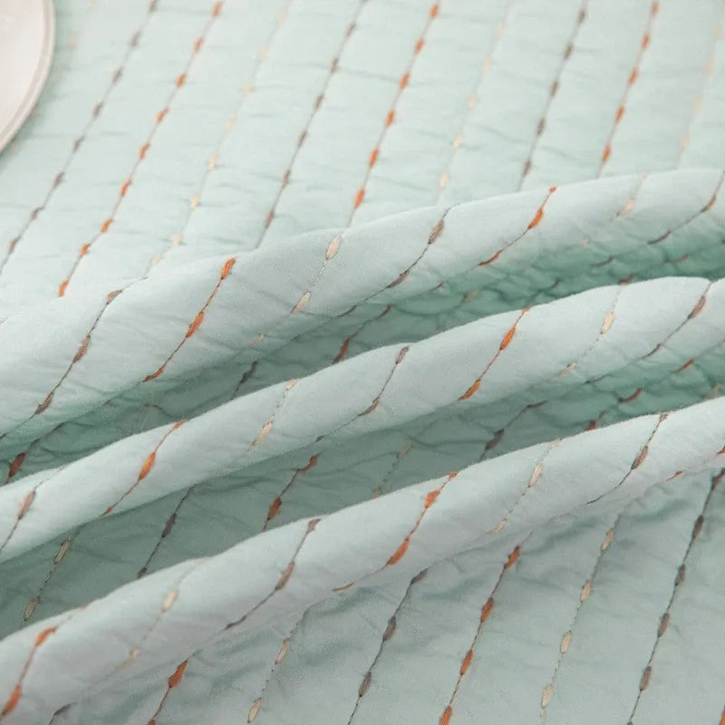 100% Cotton Embossed Mint Stripe Elysian Coverlet Bedspread Set