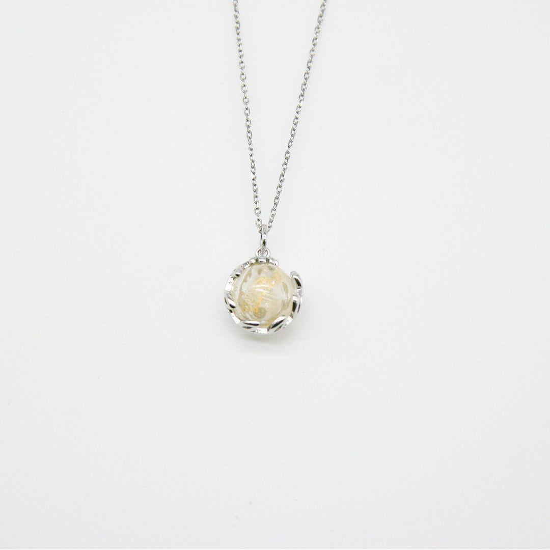 Gift Gox - Aroma Necklace White Gold - Planet Stardust Crystal (Gold Clear) + Purify Oil Blend
