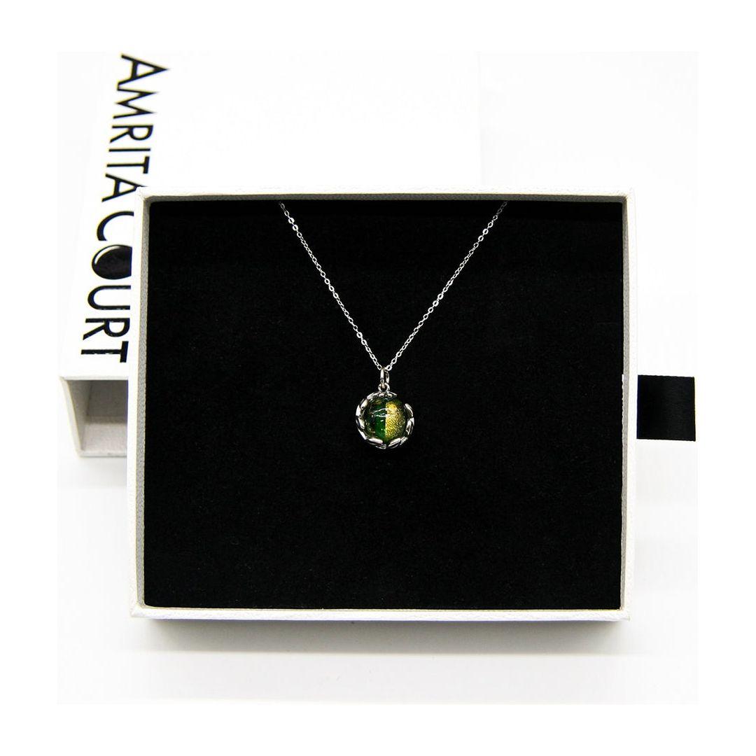 Gift Gox - Aroma Necklace White Gold - Planet Aurum Verdant (Gold Green) + Purify Oil Blend