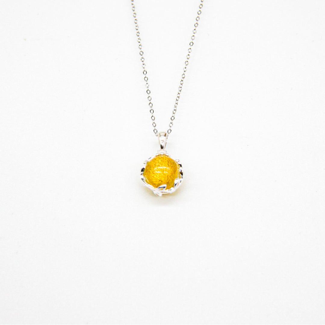 Gift Gox - Aroma Necklace White Gold - Planet Jovian Gold (Golden Yellow) + Purify Oil Blend