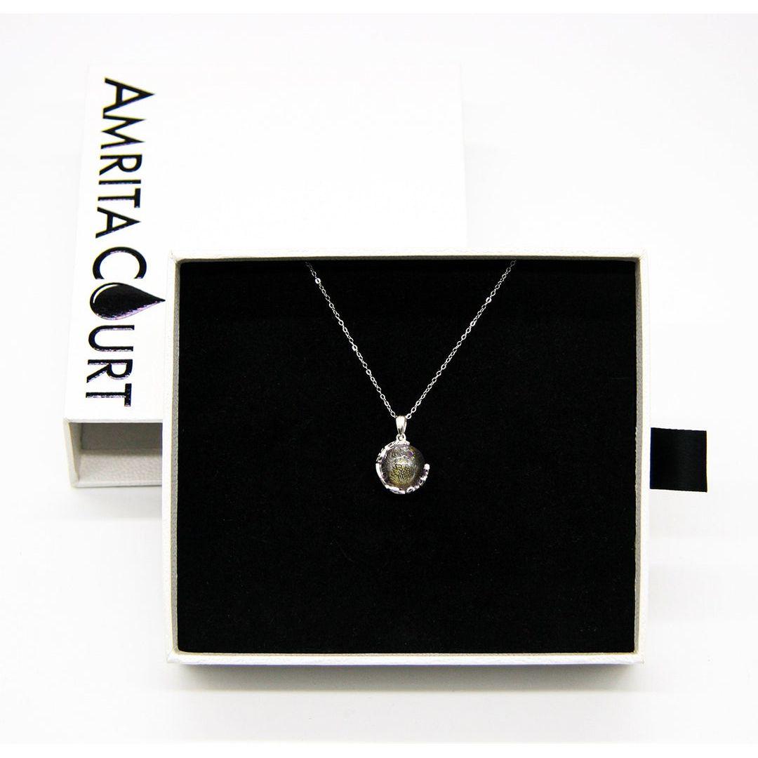 Gift Gox - Aroma Necklace White Gold - Planet Lunar Lavender (Lanvender Purple) + Purify Oil Blend