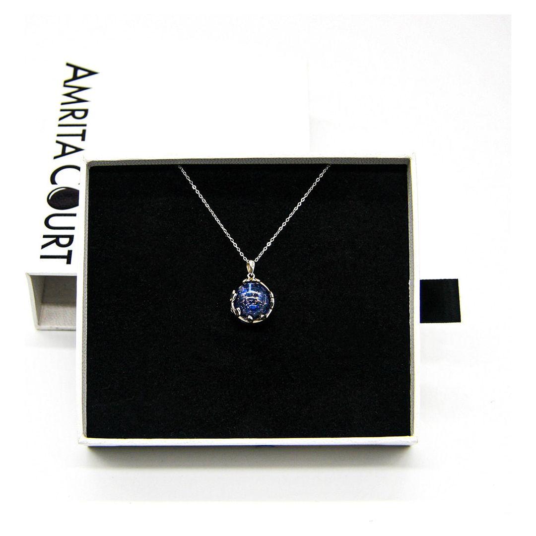 Gift Gox - Aroma Necklace White Gold - Planet Celestial Sapphire (Blue) + Purify Oil Blend