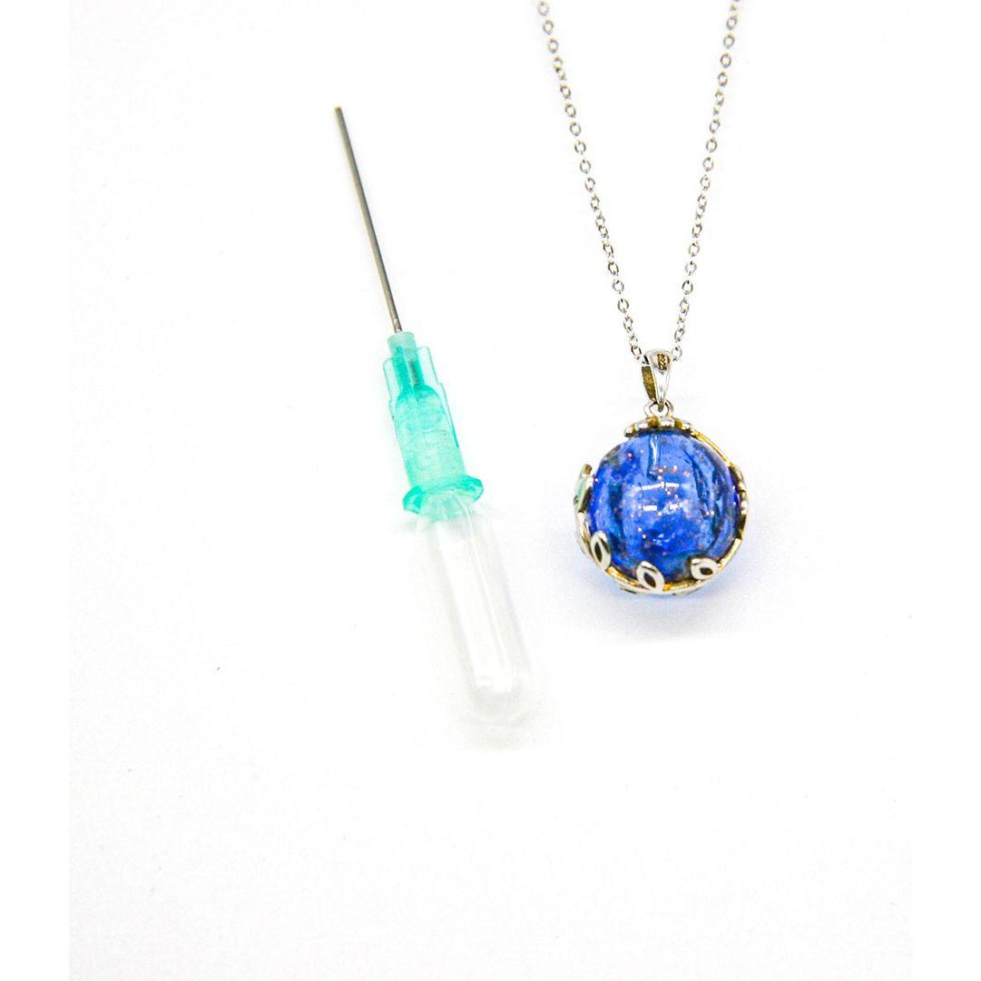 Gift Gox - Aroma Necklace White Gold - Planet Celestial Sapphire (Blue) + Purify Oil Blend