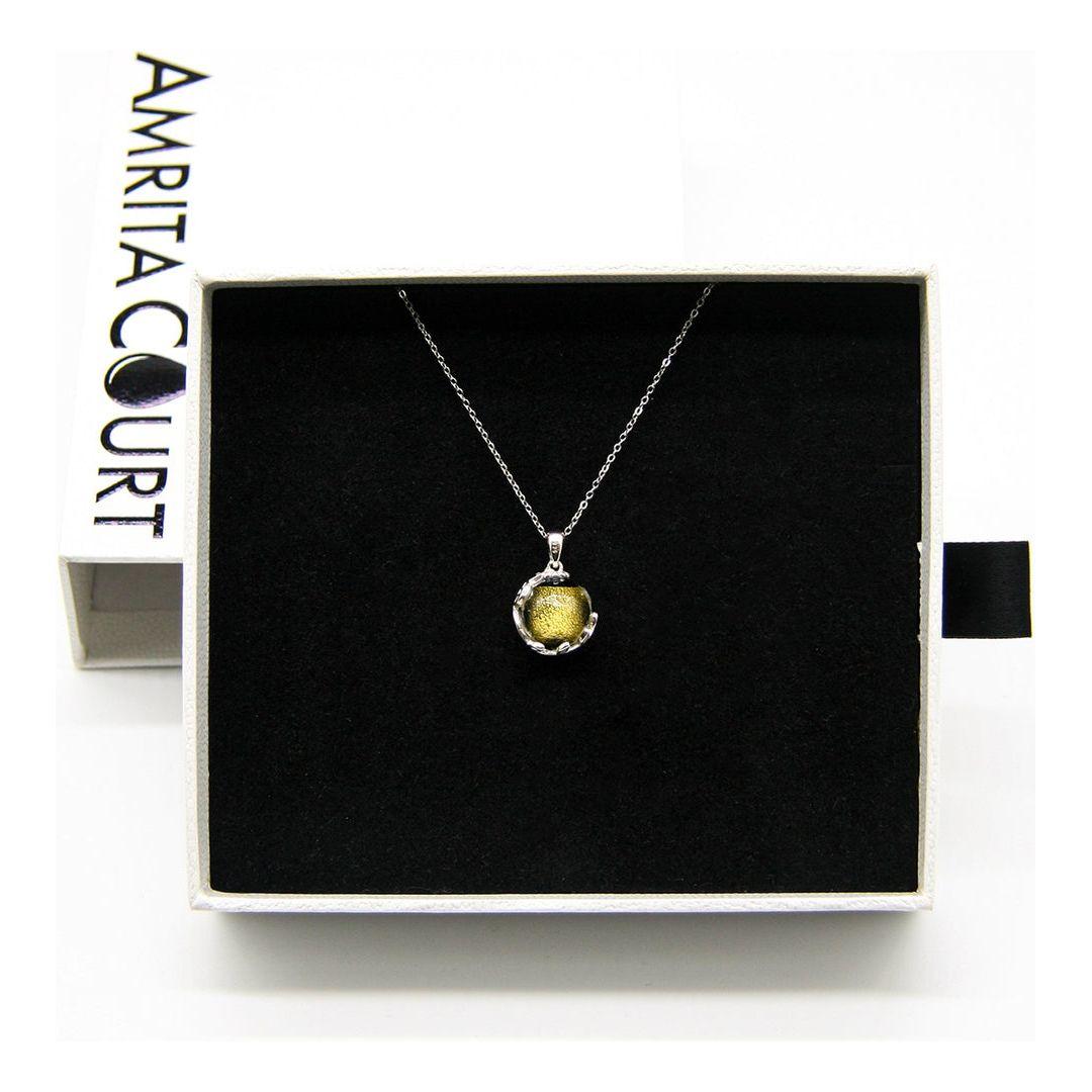 Gift Gox - Aroma Necklace White Gold - Planet Stellar Midnight (Golden dark blue) + Purify Oil Blend