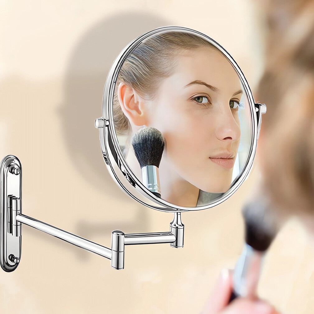 Fin Bath Mirror 1X/5X Magnification Wall Mounted Adjustable Makeup Mirror Arm Extend