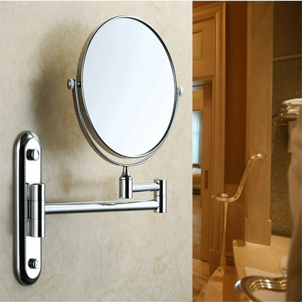 Fin Bath Mirror 1X/5X Magnification Wall Mounted Adjustable Makeup Mirror Arm Extend