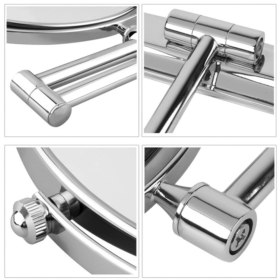 Fin Bath Mirror 1X/5X Magnification Wall Mounted Adjustable Makeup Mirror Arm Extend