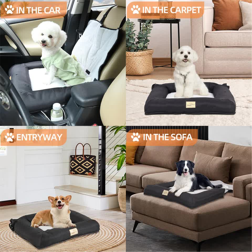 Waterproof Dog Car Seat Bed with Safety Belt