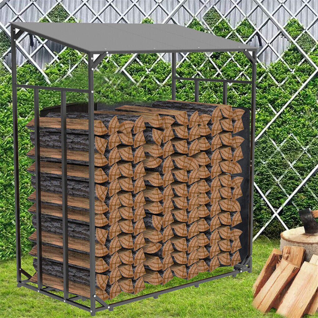 FIN Heavy Duty Firewood Log Rack Large Storage Holder Shed Rack Outdoor Garden Yard