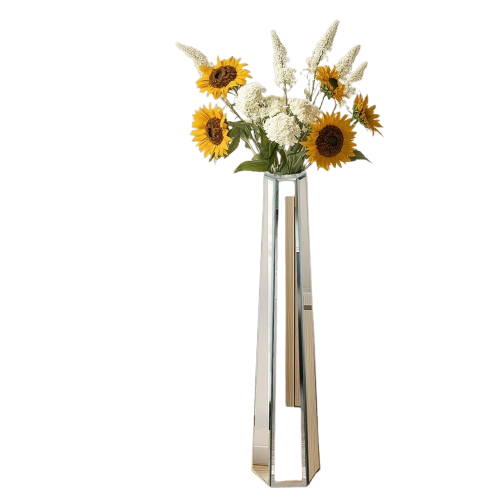 Large Silver Floor Vase 30 Inch Tall Glass Vase for Living Room Decoration & Branch Display