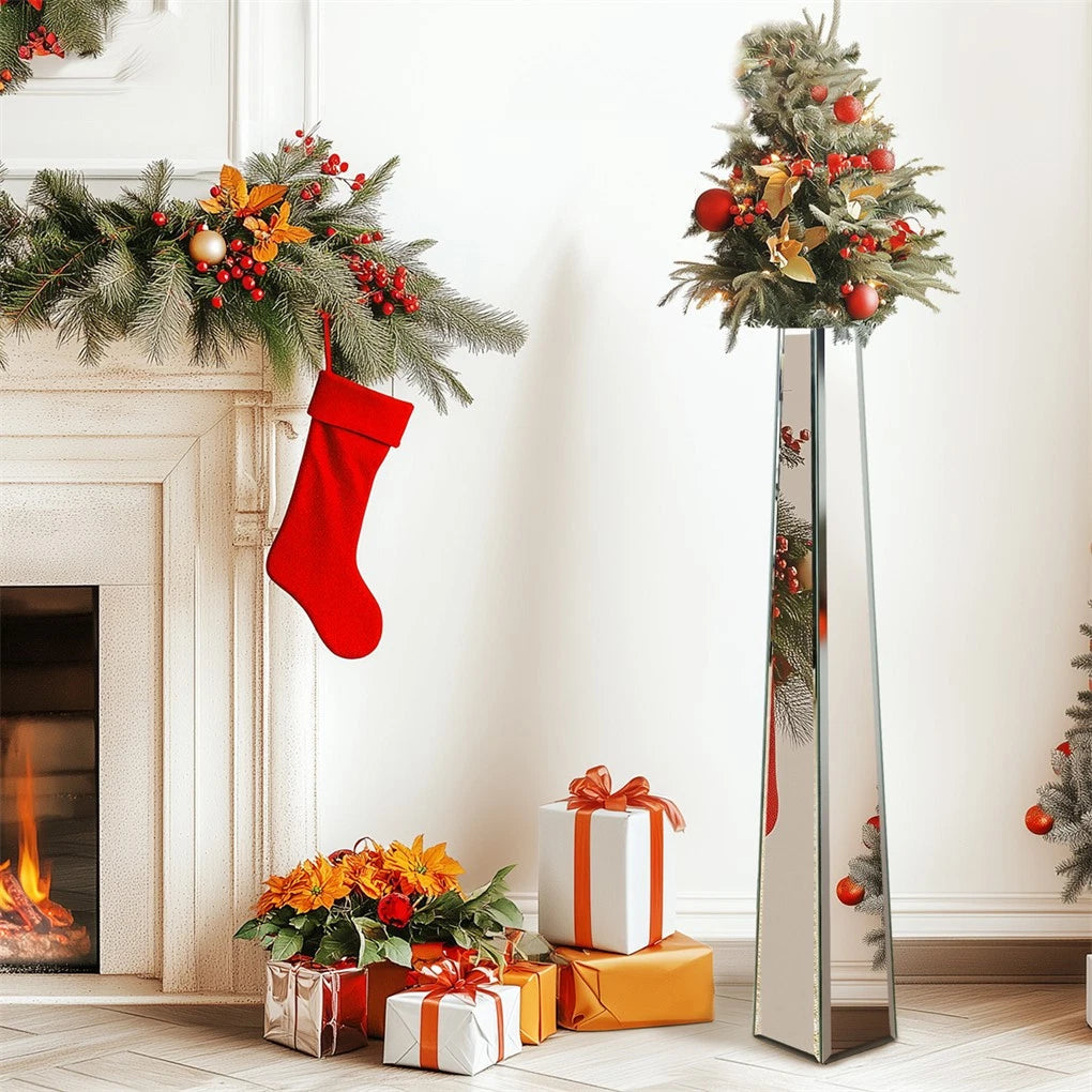 Large Silver Floor Vase 30 Inch Tall Glass Vase for Living Room Decoration & Branch Display