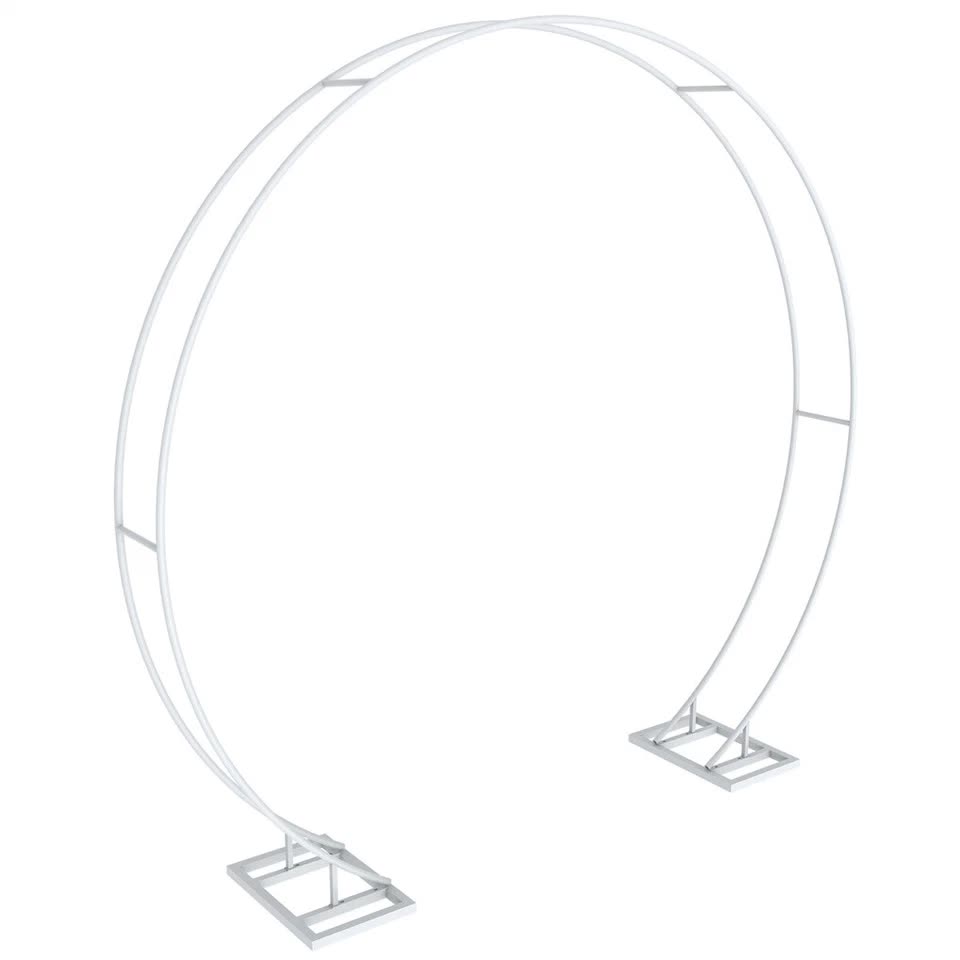 P&amp;P Round Arch Backdrop Stand for Wedding Party Metal Pipe Frame Archway Decoration Indoor Outdoor Double Rails