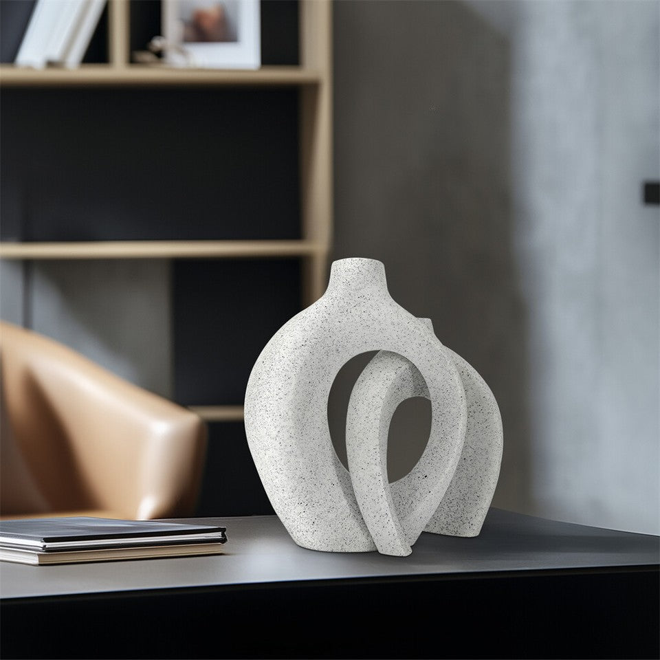 Set of 2 Nordic Boho Hollow Snuggle Vases Resin Flower Vases Living Room Decor