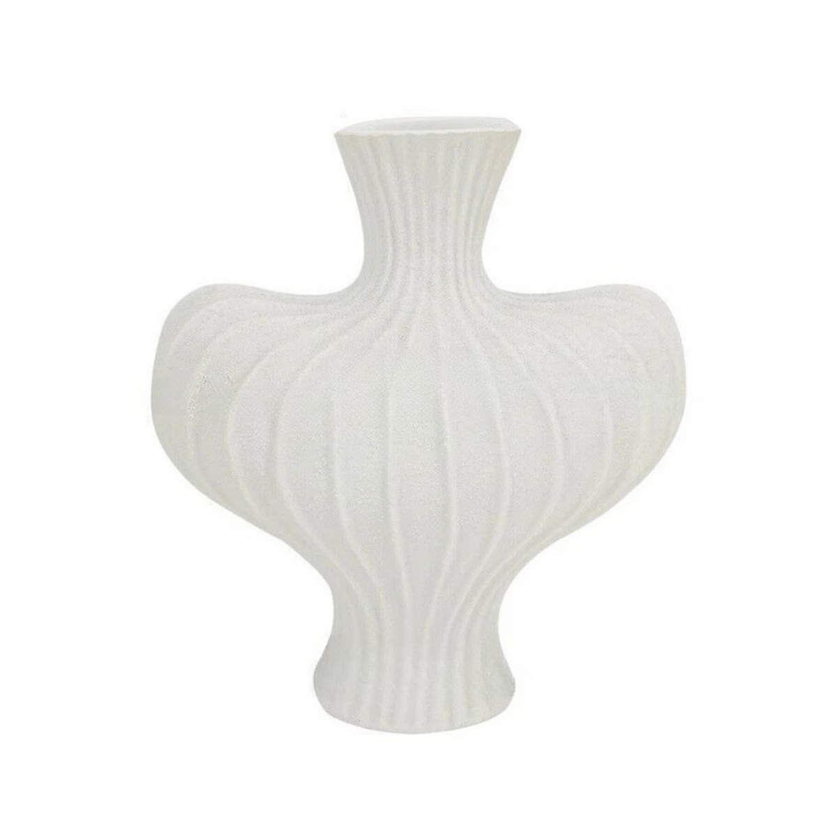 P&amp;P White Nordic Resin Flower Vase with Boho Wabi-Sabi Textured Artistic Design
