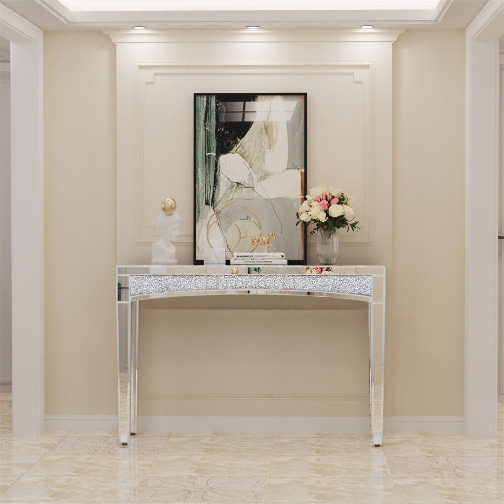 Crushed Diamond Mirrored Console Table Entrance Furniture