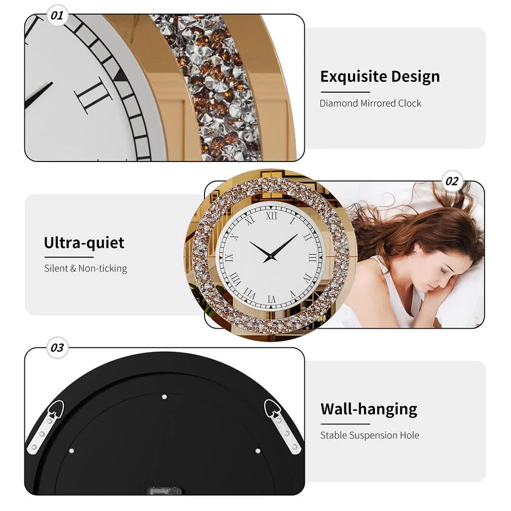 P&P Brown Crushed Diamond Square Wall Clock Luxury Decorative 60x60cm