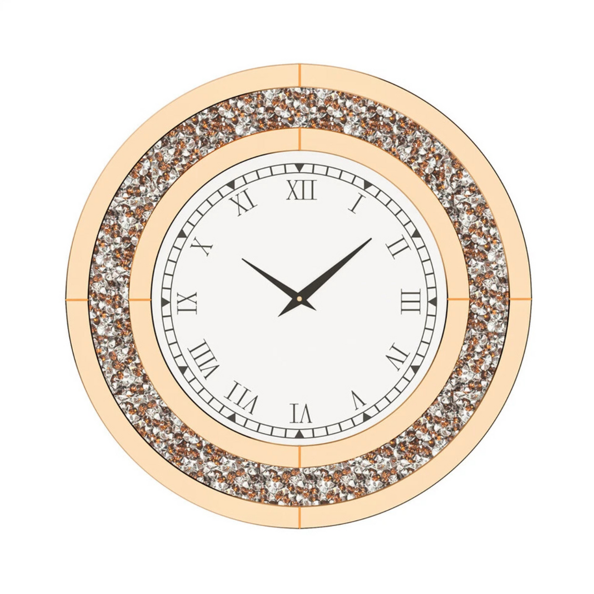 P&amp;P Brown Crushed Diamond Oversized Wall Clock Elegant Accent 80x80cm