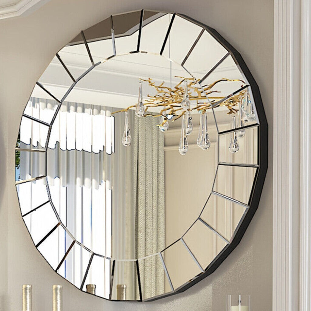 Ultra-modern Round Accent Mirror Venetian Ornate Mirror Decorative Wall Mirror