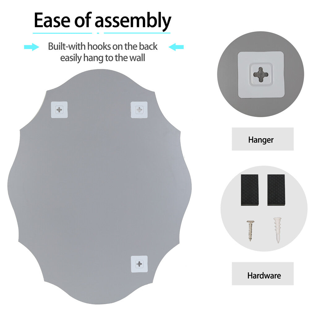 Beveled Silver Oval Wall Mirror Versatile Frameless Design for Vertical or Horizontal Display
