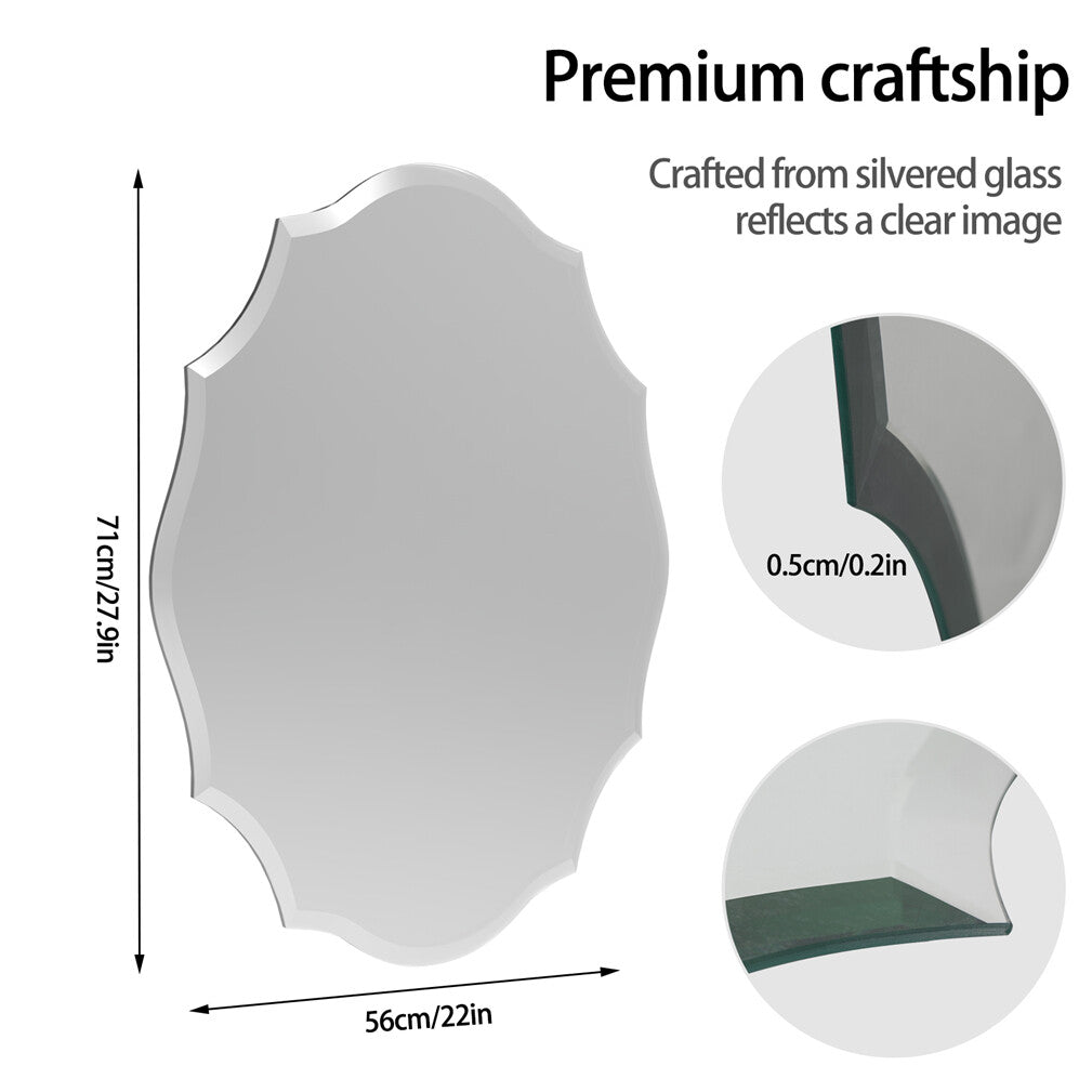 Beveled Silver Oval Wall Mirror Versatile Frameless Design for Vertical or Horizontal Display