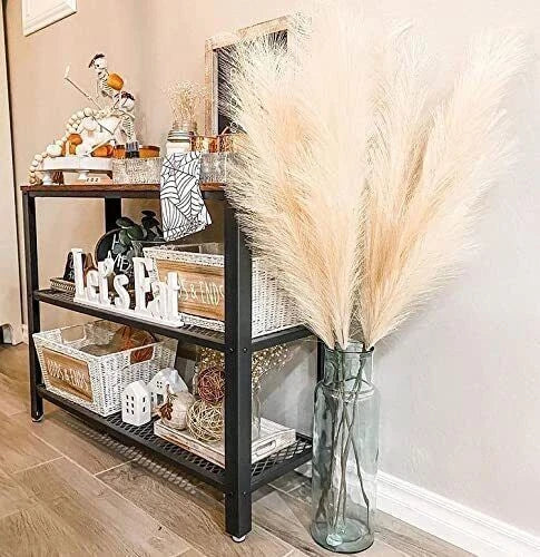110CM Artificial Pampas Grass Large Tall Fluffy Faux Bulrush Reed Grass Bunch for Home Wedding Boho Decor (3PCS)