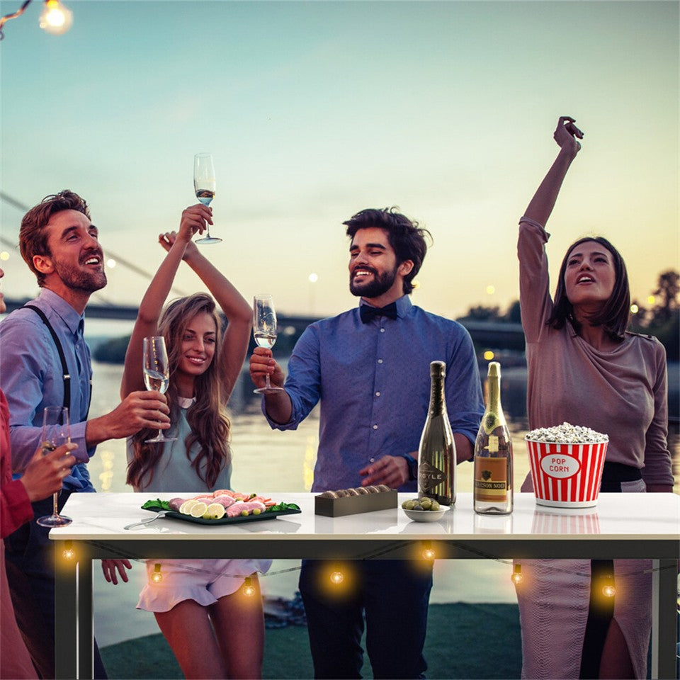 Xxl Marble Kitchen Bar Table Counter Breakfast Dining Table W/ Thicken Metal Leg