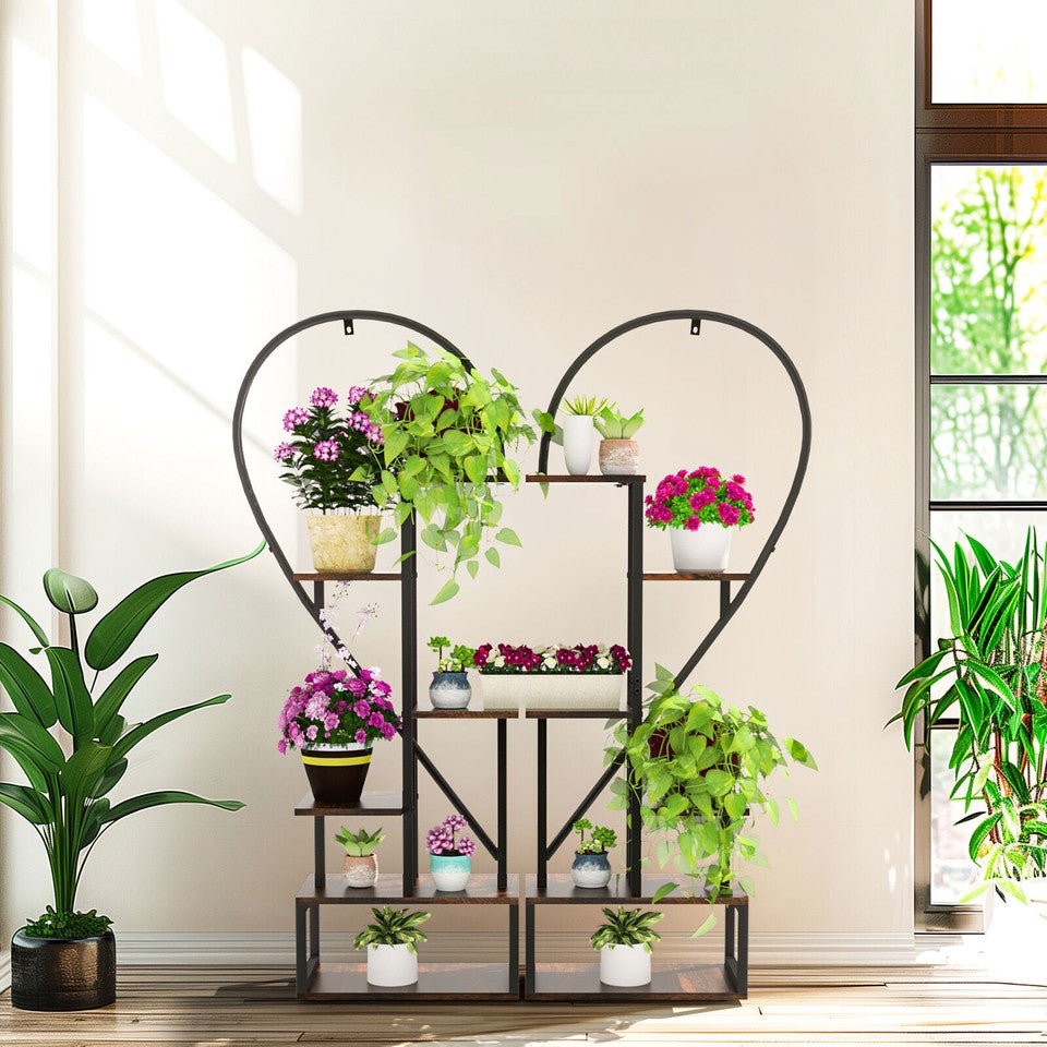 Fin Merge/Separate Metal Plant Stand Heart Shape Ladder Book Shelf For Indoor Garden