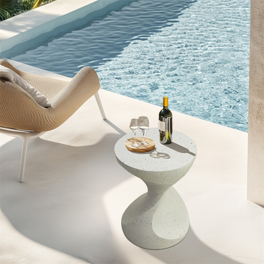 Hourglass Shaped Lightweight Concrete Sofa Side Table Bedside Table Nightstand