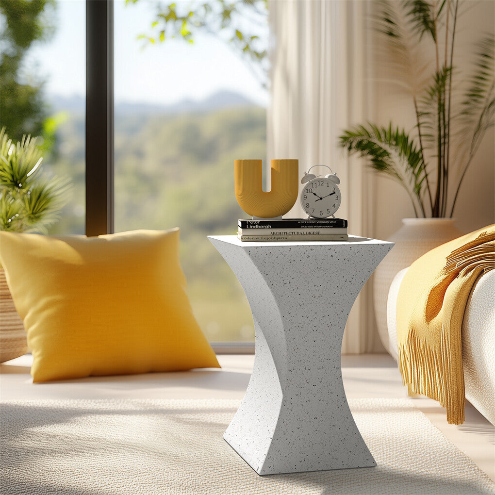 Hourglass Shape Geometric Lightweight Coffee Side Table Bedroom Nightstand Table